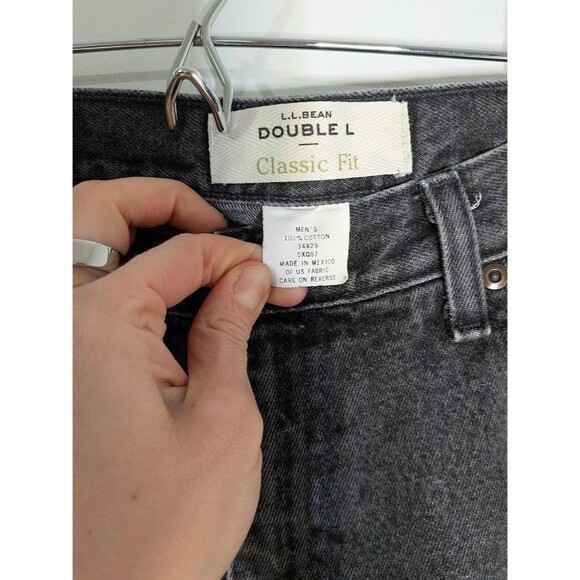 L.L. Bean LL Double L Jeans Men's 34x29 Classic Fit Black Denim 100% Cotton EUC - Picture 2 of 5